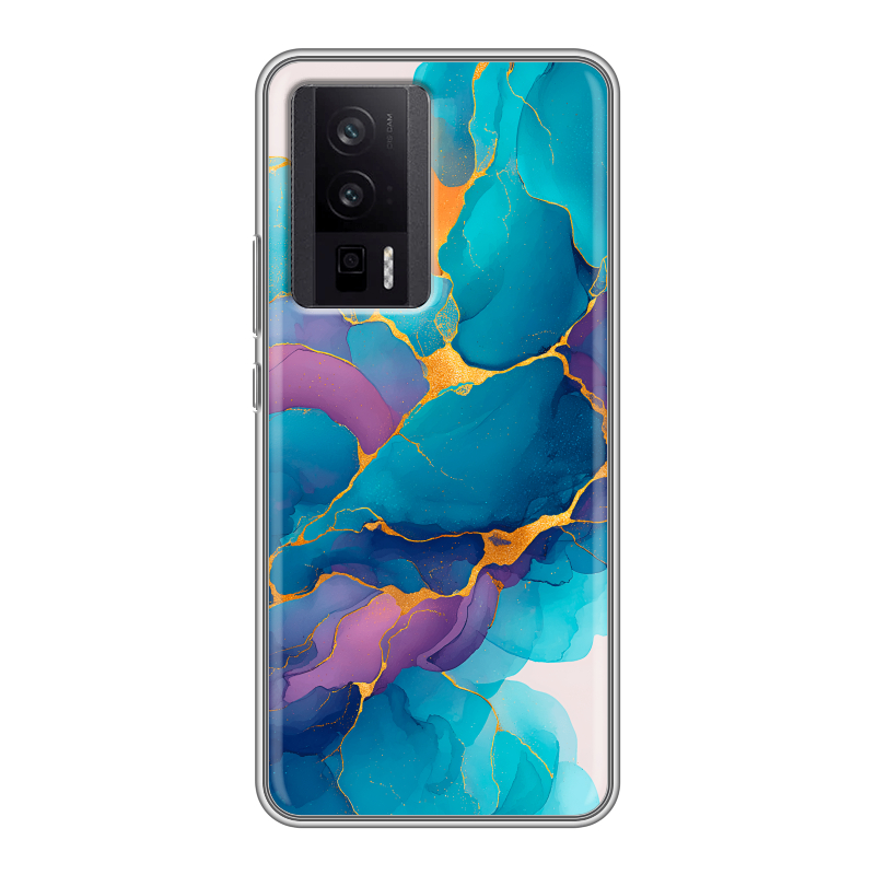 Силиконовый чехол на XIaomi Poco F5 Pro с принтом Мрамор блестки Силиконовый чехол на XIaomi Poco F5 Pro с принтом Мрамор блестки