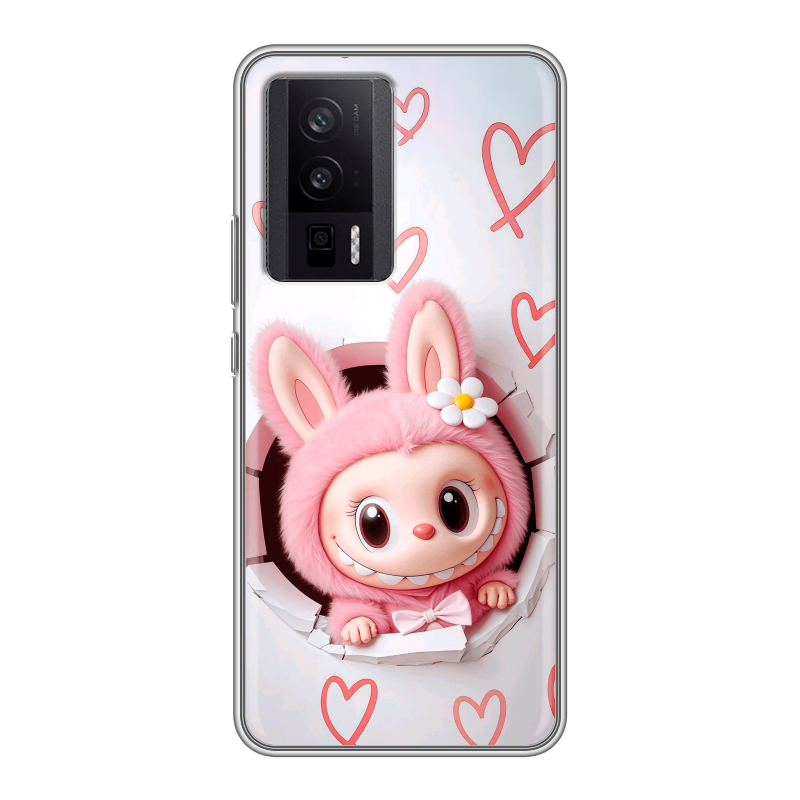 Силиконовый чехол на XIaomi Poco F5 Pro с принтом Labubu Лабубу Силиконовый чехол на XIaomi Poco F5 Pro с принтом Labubu Лабубу