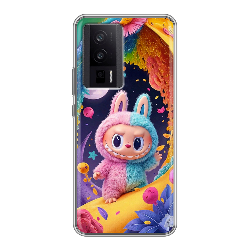 Силиконовый чехол на XIaomi Poco F5 Pro с принтом Labubu Лабубу Силиконовый чехол на XIaomi Poco F5 Pro с принтом Labubu Лабубу