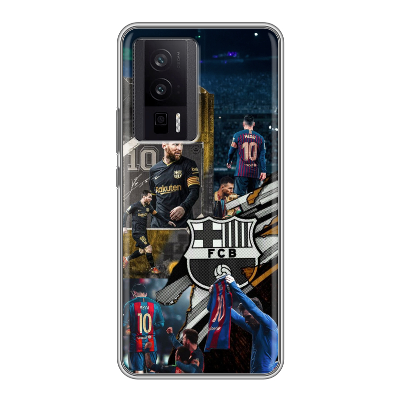 Силиконовый чехол на XIaomi Poco F5 Pro с принтом Messi Barcelona Силиконовый чехол на XIaomi Poco F5 Pro с принтом Messi Barcelona