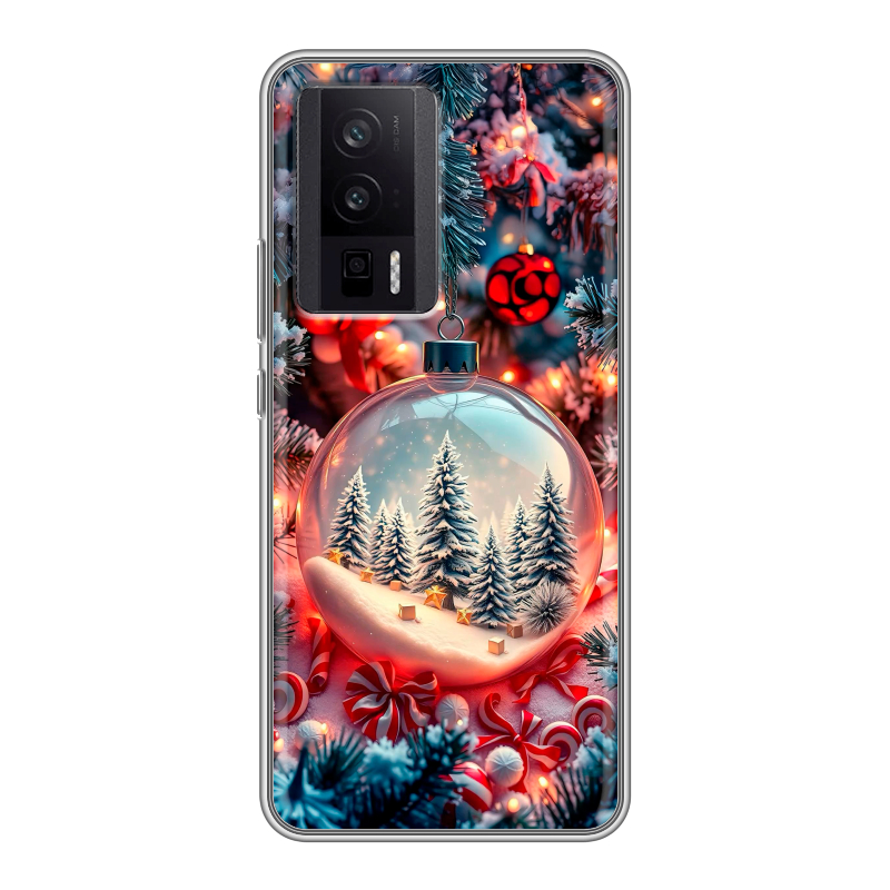 Силиконовый противоударный чехол на XIaomi Poco F5 Pro с принтом Новый год Силиконовый противоударный чехол на XIaomi Poco F5 Pro с принтом Новый год