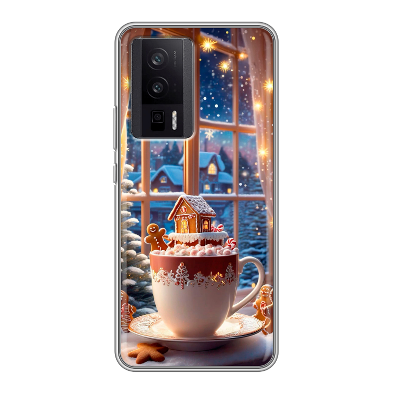 Силиконовый противоударный чехол на XIaomi Poco F5 Pro с принтом Новый год Силиконовый противоударный чехол на XIaomi Poco F5 Pro с принтом Новый год