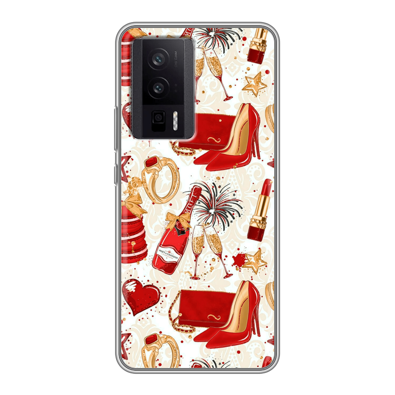 Силиконовый чехол на XIaomi Poco F5 Pro с принтом Новый год Силиконовый чехол на XIaomi Poco F5 Pro с принтом Новый год