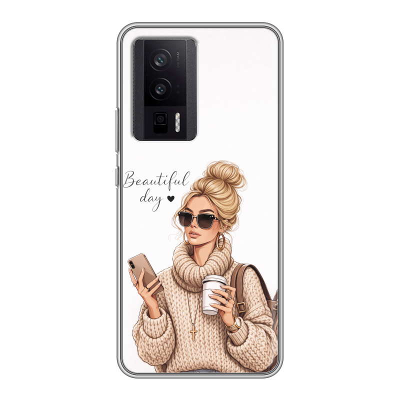 Силиконовый противоударный чехол на XIaomi Poco F5 Pro с принтом женский Силиконовый противоударный чехол на XIaomi Poco F5 Pro с принтом женский