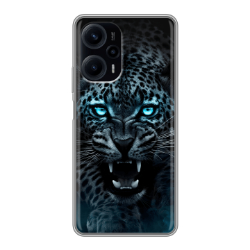 Силиконовый чехол на XIaomi Poco F5 с принтом Темный леопард Силиконовый чехол на XIaomi Poco F5 с принтом Темный леопард