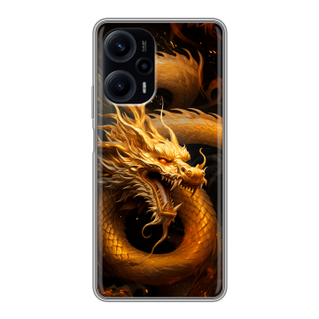 Силиконовый чехол на XIaomi Poco F5 с принтом Золотой дракон
