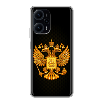 Силиконовый чехол на XIaomi Poco F5 с принтом Герб России желтый Силиконовый чехол на XIaomi Poco F5 с принтом Герб России желтый