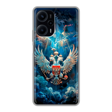 Силиконовый чехол на XIaomi Poco F5 с принтом Герб флаг России