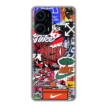 Силиконовый чехол на XIaomi Poco F5 с принтом Найк Nike яркий