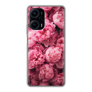 Силиконовый чехол на XIaomi Poco F5 с принтом цветы пионы