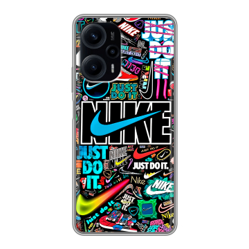 Силиконовый чехол на XIaomi Poco F5 с принтом найк nike черный