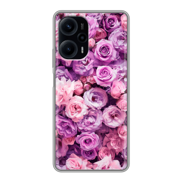 Силиконовый чехол на XIaomi Poco F5 с принтом лавандовые розы Силиконовый чехол на XIaomi Poco F5 с принтом лавандовые розы