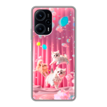 Силиконовый чехол на XIaomi Poco F5 с принтом милые котики Силиконовый чехол на XIaomi Poco F5 с принтом милые котики