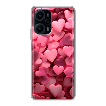 Силиконовый чехол на XIaomi Poco F5 с принтом розовые сердечки