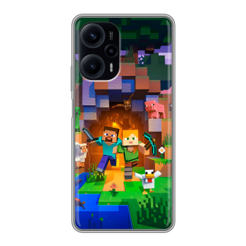 Силиконовый чехол на XIaomi Poco F5 с принтом Майнкрафт Minecraft