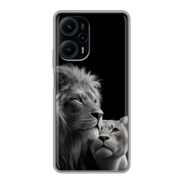 Силиконовый чехол на XIaomi Poco F5 с принтом Лев кошки Силиконовый чехол на XIaomi Poco F5 с принтом Лев кошки