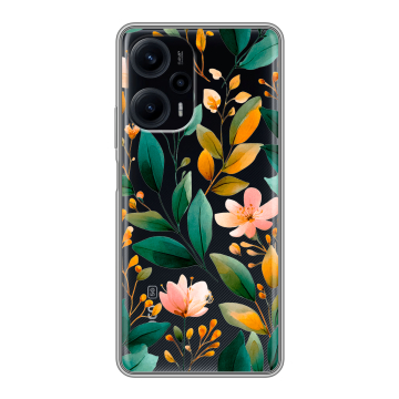 Силиконовый чехол на XIaomi Poco F5 с принтом Цветы паттерн Силиконовый чехол на XIaomi Poco F5 с принтом Цветы паттерн
