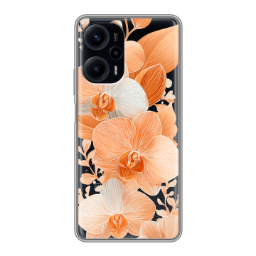 Силиконовый чехол на XIaomi Poco F5 с принтом Бежевые цветы Силиконовый чехол на XIaomi Poco F5 с принтом Бежевые цветы