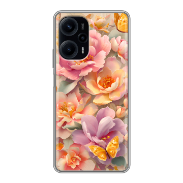Силиконовый чехол на XIaomi Poco F5 с принтом Цветы и бабочки Силиконовый чехол на XIaomi Poco F5 с принтом Цветы и бабочки