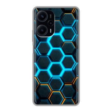 Силиконовый чехол на XIaomi Poco F5 с принтом Неоновые соты Силиконовый чехол на XIaomi Poco F5 с принтом Неоновые соты