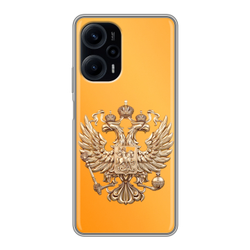 Силиконовый чехол на XIaomi Poco F5 с принтом Герб Флаг России Силиконовый чехол на XIaomi Poco F5 с принтом Герб Флаг России