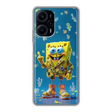 Силиконовый чехол на XIaomi Poco F5 с принтом Спанч боб Спанчбоб