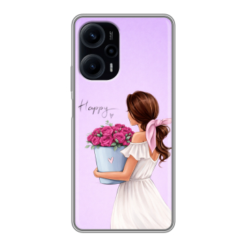 Силиконовый чехол на XIaomi Poco F5 с принтом женский