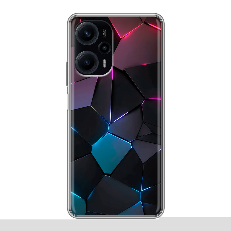 Силиконовый противоударный чехол на XIaomi Poco F5 с принтом Геометрия неона Силиконовый противоударный чехол на XIaomi Poco F5 с принтом Геометрия неона