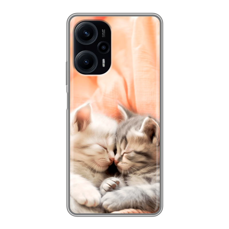 Силиконовый противоударный чехол на XIaomi Poco F5 с принтом Котята Силиконовый противоударный чехол на XIaomi Poco F5 с принтом Котята