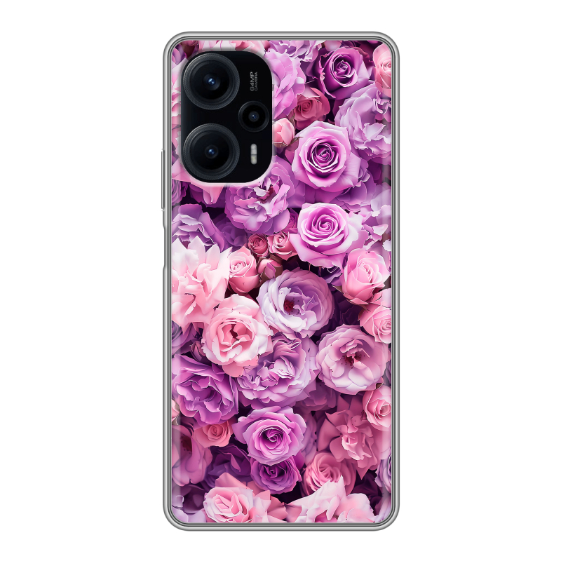 Силиконовый чехол на XIaomi Poco F5 с принтом лавандовые розы Силиконовый чехол на XIaomi Poco F5 с принтом лавандовые розы