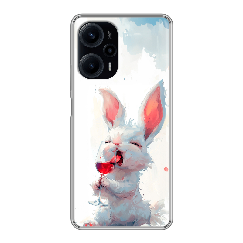 Силиконовый противоударный чехол на XIaomi Poco F5 с принтом кролик зайчик Силиконовый противоударный чехол на XIaomi Poco F5 с принтом кролик зайчик