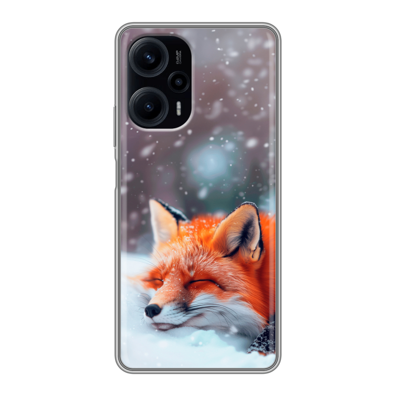 Силиконовый чехол на XIaomi Poco F5 с принтом лиса Силиконовый чехол на XIaomi Poco F5 с принтом лиса