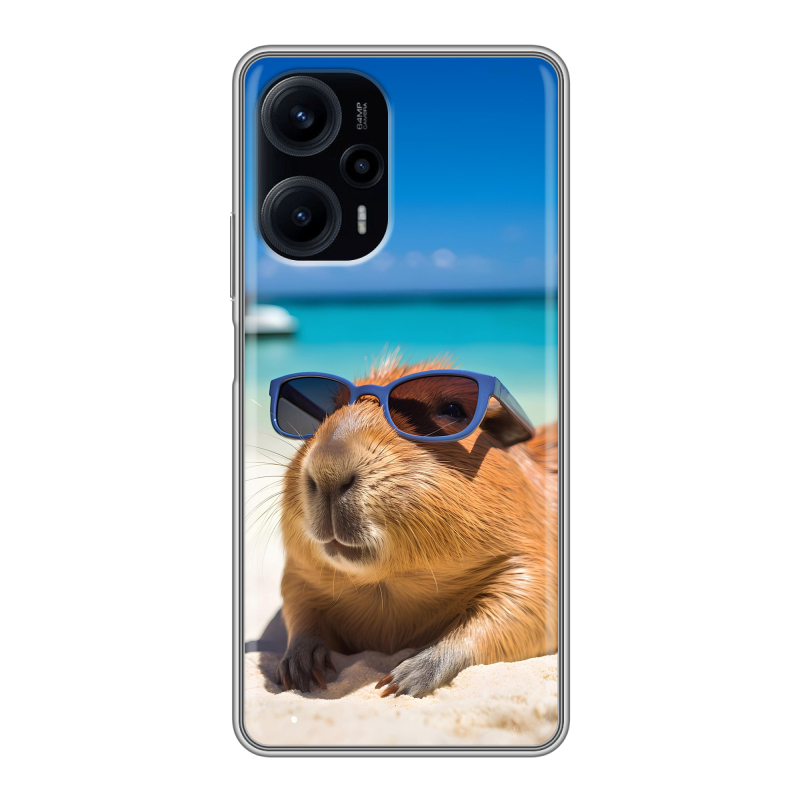 Силиконовый чехол на XIaomi Poco F5 с принтом Капибара Силиконовый чехол на XIaomi Poco F5 с принтом Капибара