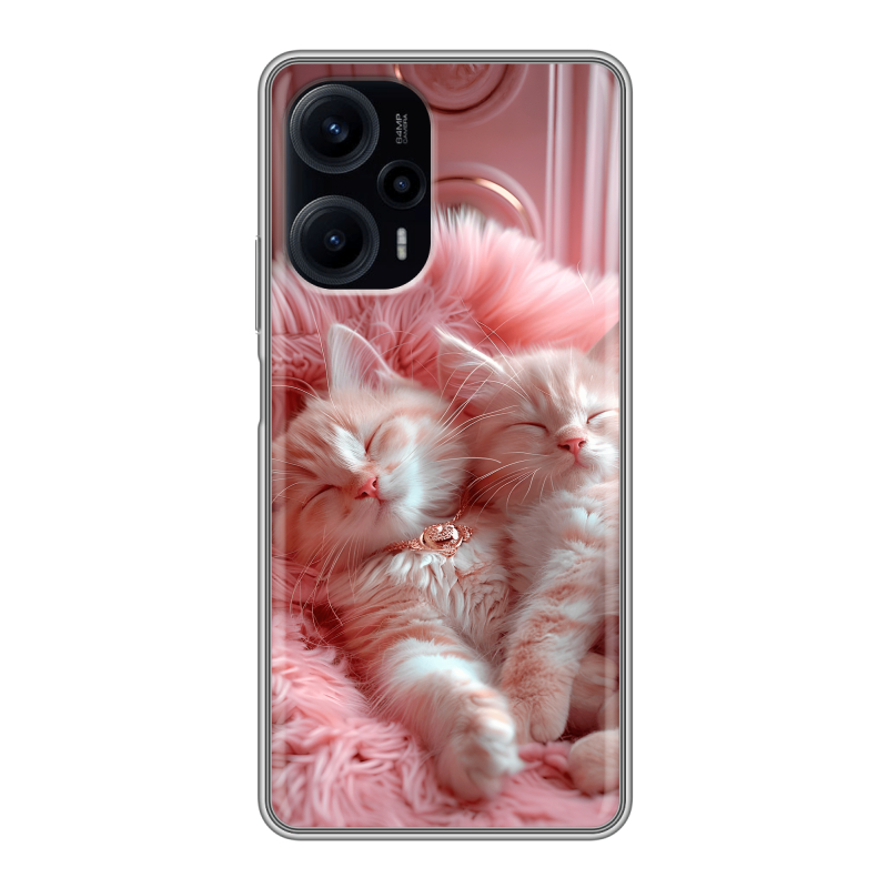 Силиконовый противоударный чехол на XIaomi Poco F5 с принтом котята котики Силиконовый противоударный чехол на XIaomi Poco F5 с принтом котята котики