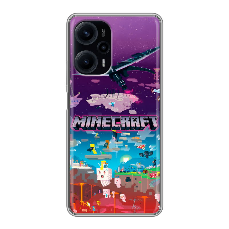 Силиконовый чехол на XIaomi Poco F5 с принтом Майнкрафт Minecraft Силиконовый чехол на XIaomi Poco F5 с принтом Майнкрафт Minecraft