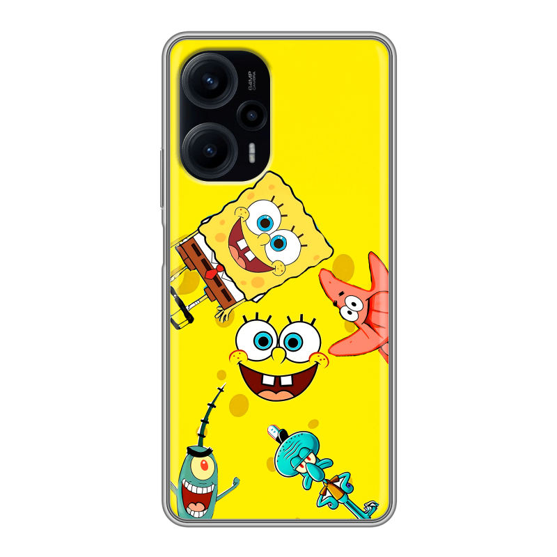 Силиконовый противоударный чехол на XIaomi Poco F5 с принтом Спанч боб Спанчбоб Силиконовый противоударный чехол на XIaomi Poco F5 с принтом Спанч боб Спанчбоб