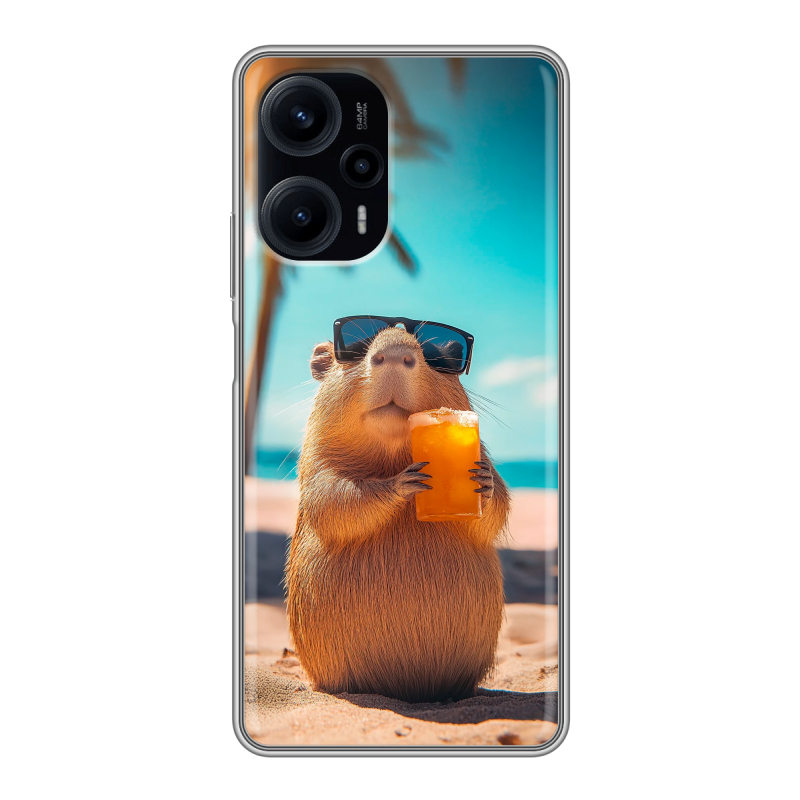 Силиконовый чехол на XIaomi Poco F5 с принтом Капибара Силиконовый чехол на XIaomi Poco F5 с принтом Капибара