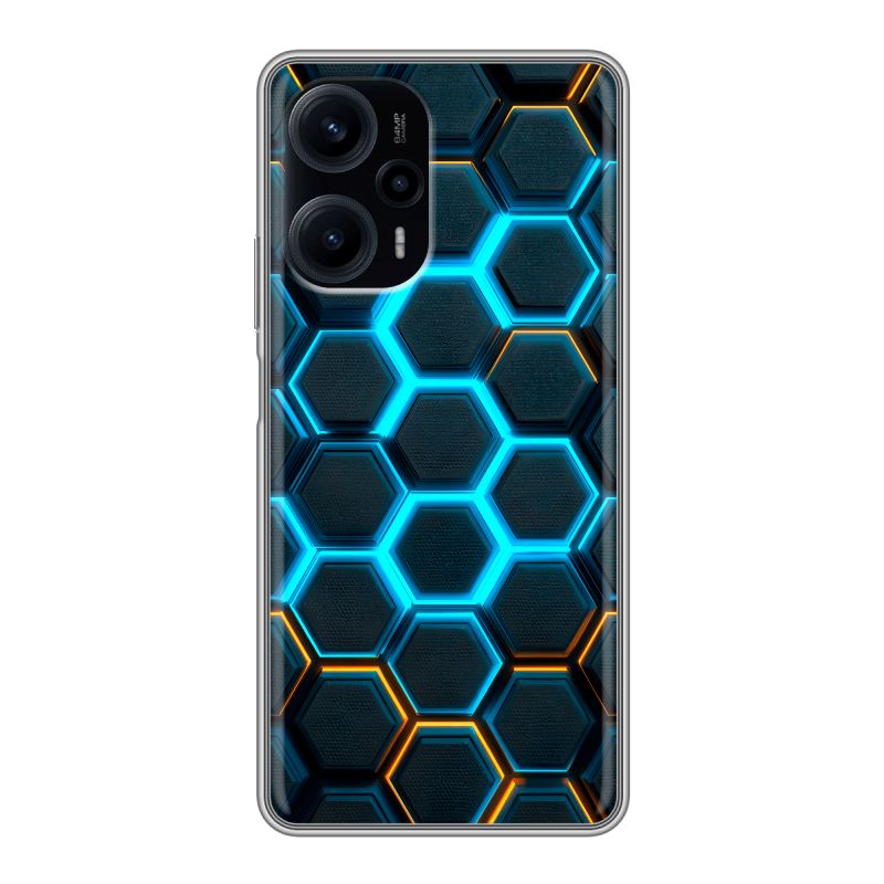 Силиконовый чехол на XIaomi Poco F5 с принтом Неоновые соты Силиконовый чехол на XIaomi Poco F5 с принтом Неоновые соты