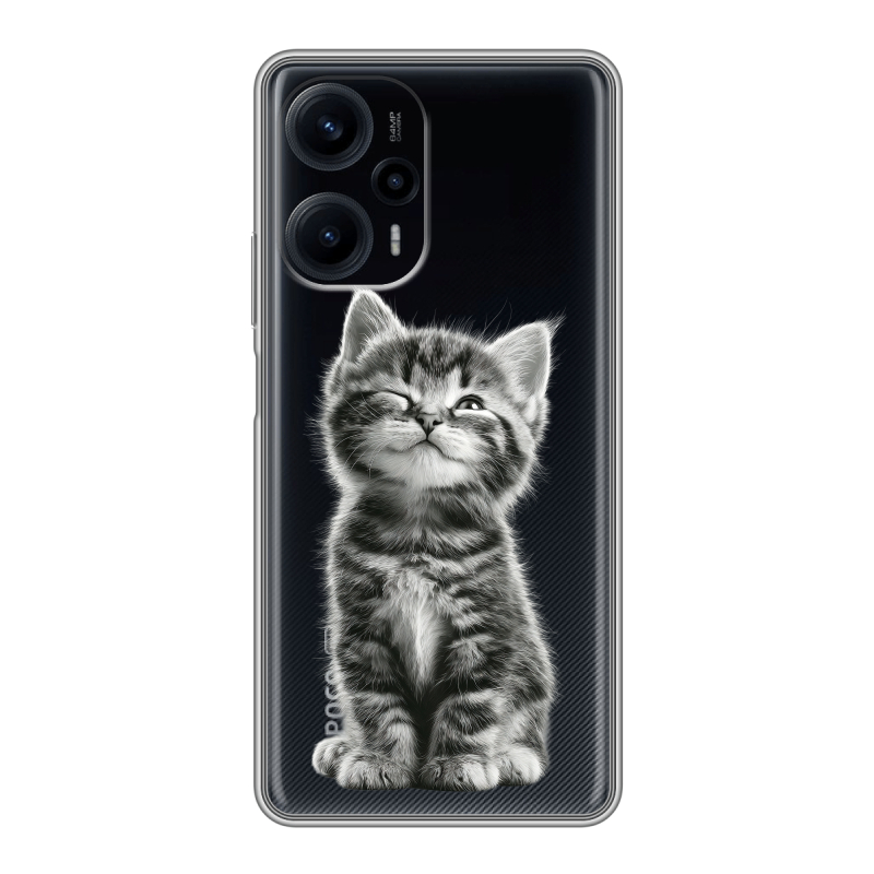Силиконовый противоударный чехол на XIaomi Poco F5 с принтом Котенок Силиконовый противоударный чехол на XIaomi Poco F5 с принтом Котенок