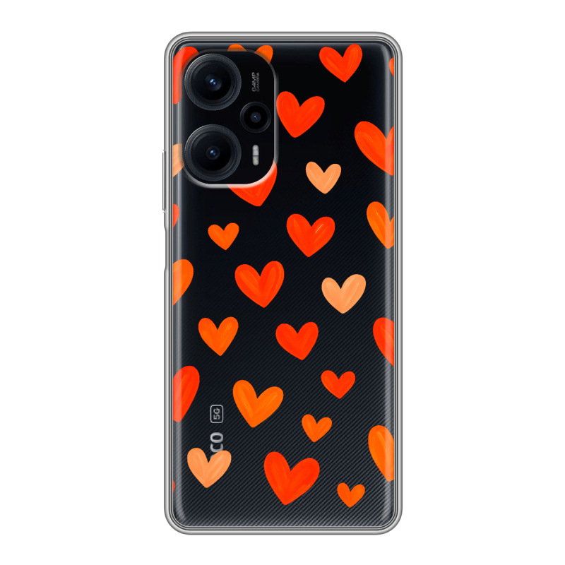 Силиконовый чехол на XIaomi Poco F5 с принтом Сердечки Силиконовый чехол на XIaomi Poco F5 с принтом Сердечки