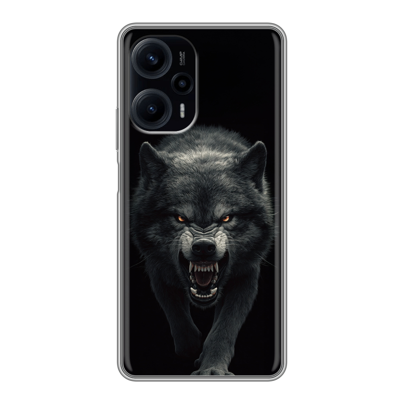 Силиконовый противоударный чехол на XIaomi Poco F5 с принтом Волк Силиконовый противоударный чехол на XIaomi Poco F5 с принтом Волк