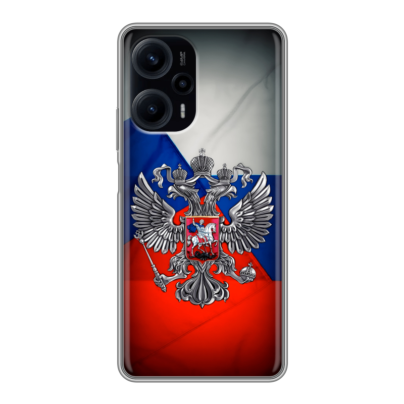 Силиконовый чехол на XIaomi Poco F5 с принтом Флаг России Силиконовый чехол на XIaomi Poco F5 с принтом Флаг России