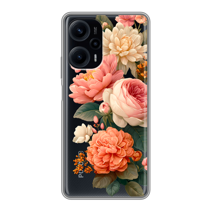 Силиконовый чехол на XIaomi Poco F5 с принтом цветы Силиконовый чехол на XIaomi Poco F5 с принтом цветы