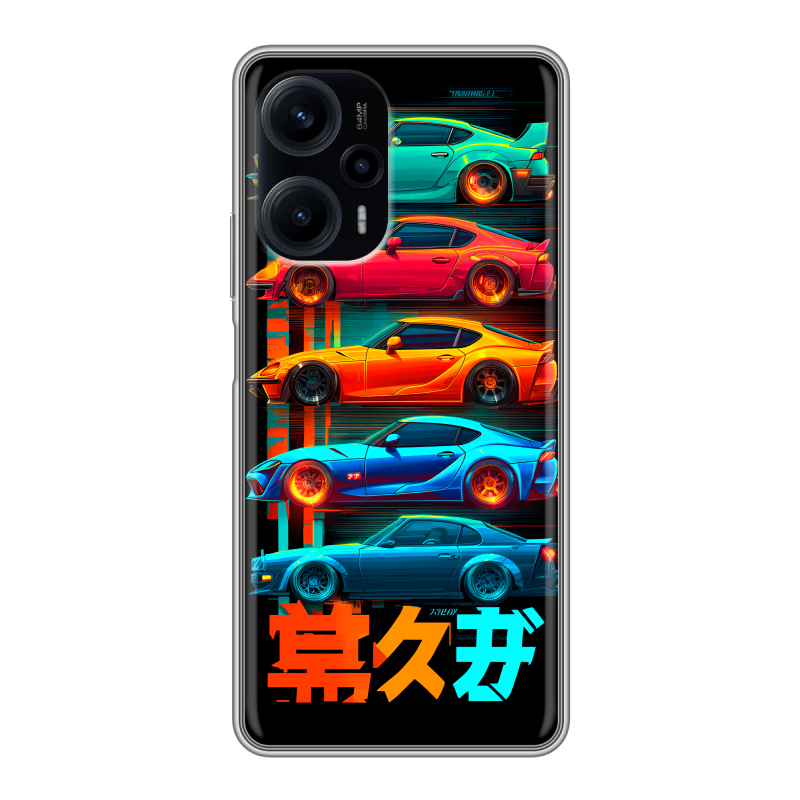 Силиконовый противоударный чехол на XIaomi Poco F5 с принтом машины тачки Силиконовый противоударный чехол на XIaomi Poco F5 с принтом машины тачки