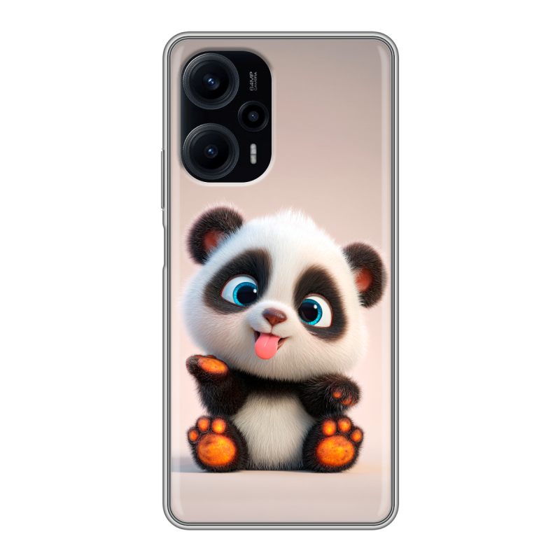 Силиконовый чехол на XIaomi Poco F5 с принтом милая панда Силиконовый чехол на XIaomi Poco F5 с принтом милая панда