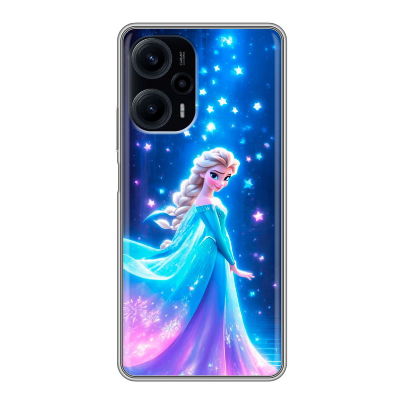 Силиконовый противоударный чехол на XIaomi Poco F5 с принтом Холодное сердце Frozen Силиконовый противоударный чехол на XIaomi Poco F5 с принтом Холодное сердце Frozen