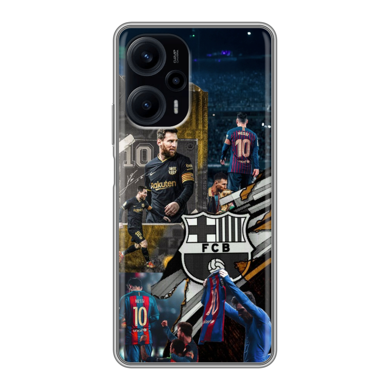 Силиконовый чехол на XIaomi Poco F5 с принтом Messi Barcelona Силиконовый чехол на XIaomi Poco F5 с принтом Messi Barcelona