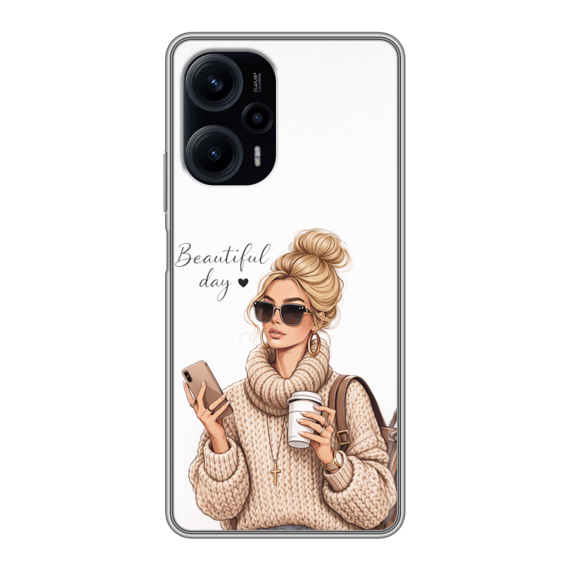 Силиконовый чехол на XIaomi Poco F5 с принтом женский Силиконовый чехол на XIaomi Poco F5 с принтом женский