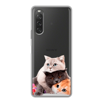 Силиконовый чехол на Sony Xperia 10 V с принтом Кошки Силиконовый чехол на Sony Xperia 10 V с принтом Кошки