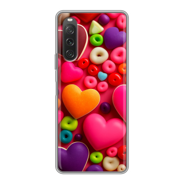 Силиконовый чехол на Sony Xperia 10 V с принтом Сердечки Силиконовый чехол на Sony Xperia 10 V с принтом Сердечки